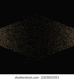 Gold Confetti on Red. Isolated Golden Dust Particles. Foil Border. Geometric Anniversary Backdrop. Vector Round Bokeh. Abstract Iridescent Background. Fluid Birthday Card. Random Bridal Backdrop.