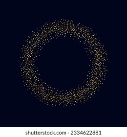 Gold Confetti on Red. Isolated Golden Dust Particles. Foil Border. Geometric Anniversary Backdrop. Vector Round Bokeh. Abstract Iridescent Background. Fluid Birthday Card. Random Bridal Backdrop.