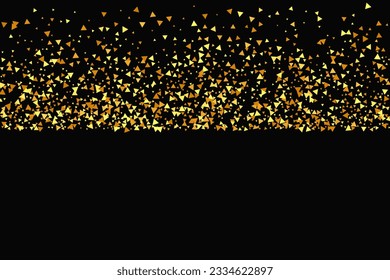 Gold Confetti on Red. Isolated Golden Dust Particles. Foil Border. Geometric Anniversary Backdrop. Vector Round Bokeh. Abstract Iridescent Background. Fluid Birthday Card. Random Bridal Backdrop.