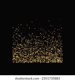 Gold Confetti on Red. Isolated Golden Dust Particles. Vector Round Bokeh. Abstract Iridescent Background. Fluid Birthday Card. Random Bridal Backdrop. Foil Border. Geometric Anniversary Backdrop.