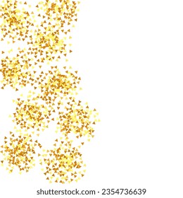 Gold Confetti on Red. Isolated Golden Dust Particles. Foil Border. Geometric Anniversary Backdrop. Fluid Birthday Card. Random Bridal Backdrop. Vector Round Bokeh. Abstract Iridescent Background.