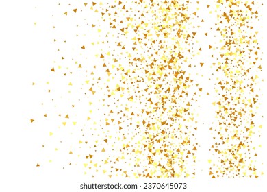 Gold Confetti on Red. Isolated Golden Dust Particles. Foil Border. Geometric Anniversary Backdrop. Vector Round Bokeh. Abstract Iridescent Background. Fluid Birthday Card. Random Bridal Backdrop.