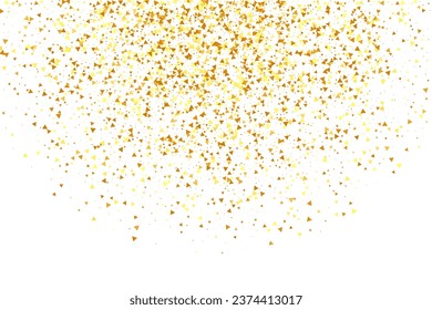 Gold Confetti on Red. Isolated Golden Dust Particles. Vector Round Bokeh. Abstract Iridescent Background. Foil Border. Geometric Anniversary Backdrop. Fluid Birthday Card. Random Bridal Backdrop.