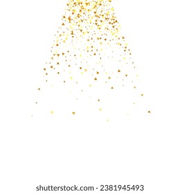 Gold Confetti on Red. Isolated Golden Dust Particles. Fluid Birthday Card. Random Bridal Backdrop. Vector Round Bokeh. Abstract Iridescent Background. Foil Border. Geometric Anniversary Backdrop.