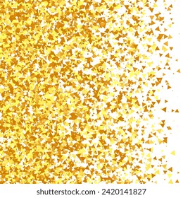 Gold Confetti on Red. Isolated Golden Dust Particles. Vector Round Bokeh. Abstract Iridescent Background. Fluid Birthday Card. Random Bridal Backdrop. Foil Border. Geometric Anniversary Backdrop.