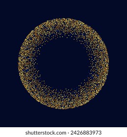 Gold Confetti on Red. Isolated Golden Dust Particles. Foil Border. Geometric Anniversary Backdrop. Vector Round Bokeh. Abstract Iridescent Background. Fluid Birthday Card. Random Bridal Backdrop.