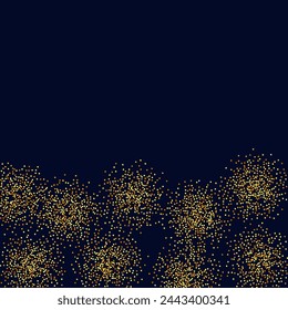 Gold Konfetti auf Rot. Isolierte goldene Staubpartikel. In: Vector Round Bokeh. Abstrakter irisierender Hintergrund. In: Fluid Birthday Card. Zufällige Braut-Kulisse. Folienrand. Geometrische Jubiläums-Kulisse.