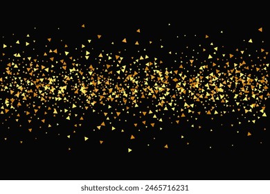 Gold Confetti on Red. Isolated Golden Dust Particles. Vector Round Bokeh. Abstract Iridescent Background. Foil Border. Geometric Anniversary Backdrop. Fluid Birthday Card. Random Bridal Backdrop.