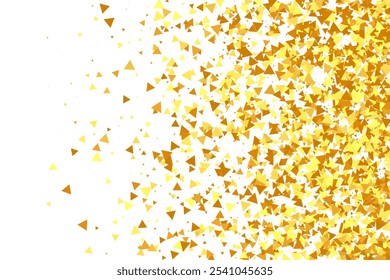 Confetti Dourado em Vermelho. Partículas Douradas Isoladas. Borda de folha de alumínio. Fundo de aniversário geométrico. Vetor em volta de Bokeh. Resumo Iridescente Fundo. Cartão Fluido de Aniversário. Pano de Fundo de Noiva Aleatório.