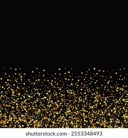 Gold Confetti on Red. Isolated Golden Dust Particles. Vector Round Bokeh. Abstract Iridescent Background. Fluid Birthday Card. Random Bridal Backdrop. Foil Border. Geometric Anniversary Backdrop.