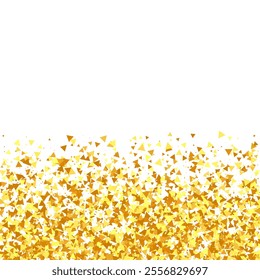 Gold Confetti on Red. Isolated Golden Dust Particles. Foil Border. Geometric Anniversary Backdrop. Vector Round Bokeh. Abstract Iridescent Background. Fluid Birthday Card. Random Bridal Backdrop.