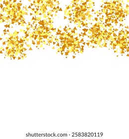 Gold Confetti on Red. Isolated Golden Dust Particles. Vector Round Bokeh. Abstract Iridescent Background. Fluid Birthday Card. Random Bridal Backdrop. Foil Border. Geometric Anniversary Backdrop.