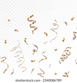 Goldkonfetti auf transparentem Hintergrund. Fallende glänzende Goldkonfetti. Glitter Konfetti.