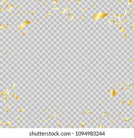 Gold confetti on transparent background