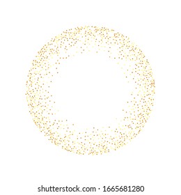 Gold Confetti on White Background. Isolated Golden Dust Particles. Random Bridal Backdrop. Foil Border. Abstract Iridescent Birthday Card. Vector Round Bokeh. Geometric Anniversary Backdrop.