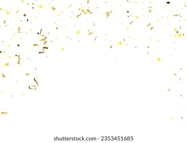 Confeti dorado sobre fondo blanco. Ilustración de una gota de partículas brillantes. Elemento decorativo. Lujo para su diseño, tarjetas, invitaciones, regalo, vip.