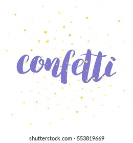 Gold confetti pieces on transparent background.  Holiday confetti background.