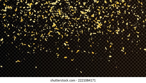 Gold confetti and ribbon background, isolated on transparent background. Stock royalty free vector illustration. PNG