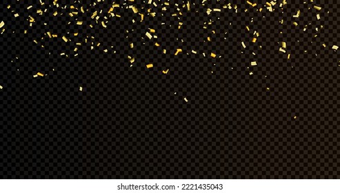 Gold confetti and ribbon background, isolated on transparent background. Stock royalty free vector illustration. PNG