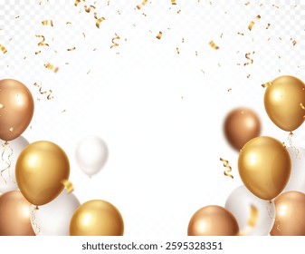 Gold confetti and ribbon celebrations balloons