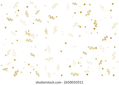 Gold Confetti and Ribbon Falling on White Background for Festive Celebrations. Vector Illustration
