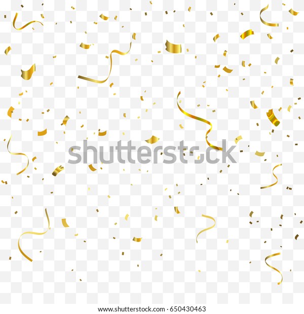 Gold Confetti Ribbon Isolated On Transparent Stock Vector (Royalty Free