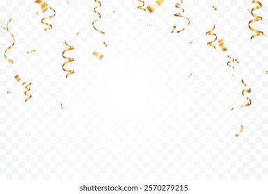 Gold Confetti and ribbons celebration party design element, Falling shiny gold confetti