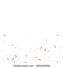  Gold confetti, ribbons. Falling glitter. Bokeh background. Abstract golden anniversary invitation template. Wedding concept card. Flying abstract particles. Explosion celebrate card.