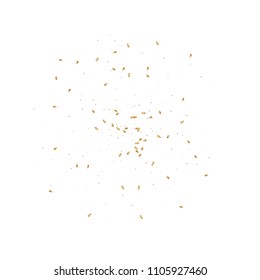  Gold confetti, ribbons. Falling glitter. Bokeh background. Abstract golden anniversary invitation template. Wedding concept card. Flying abstract particles. Explosion celebrate card.