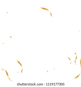  Gold confetti, ribbons. Falling glitter. Bokeh background. Abstract golden anniversary invitation template. Wedding concept card. Flying abstract particles. Explosion celebrate card.