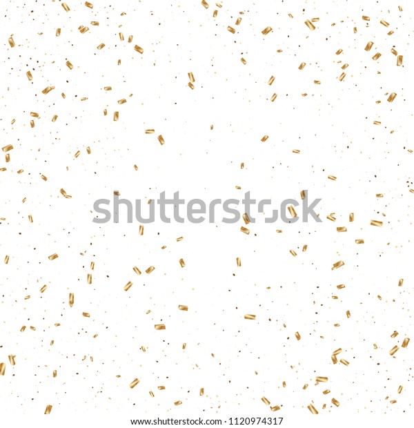 Gold Confetti Ribbons Falling Glitter Bokeh Stock Vector (Royalty Free) 1120974317