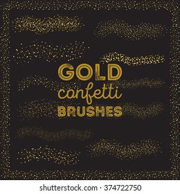 Gold confetti scatter brushes in brushes panel. Ready for use.