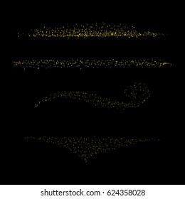 Gold confetti set on black eps 10 vector