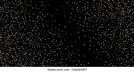 Gold Confetti Shower on Black. VIP Gold, Silver Bokeh Winter Confetti. Golden Oil Bubbles, Omega 3 Vitamins. Elegant New Year Christmas Celebration Garland. Golden Omega 3 Oil Bubbles