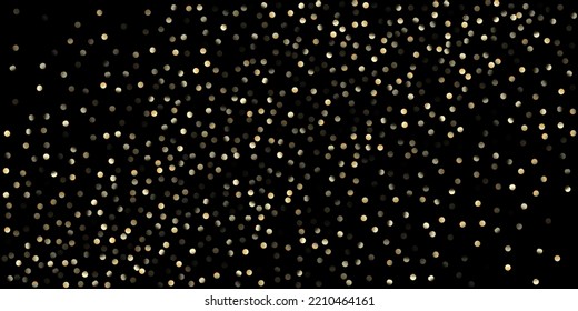 Gold Confetti Shower on Black. Expensive New Year Christmas Celebration Garland. Golden Sequins, Falling Down Xmas Stars. VIP Gold, Silver Sparkles Winter Confetti. Golden Sequins, Falling Stars