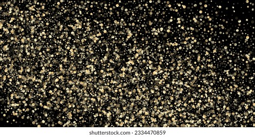 Ducha de Confetti de oro en negro. Burbujas de oro de petróleo, Vitaminas Omega 3. Sparkling New Year Navidad Celebration Textura. Rico Oro, Confetti De Invierno De Plata Bokeh. Burbujas petroleras Golden Omega 3