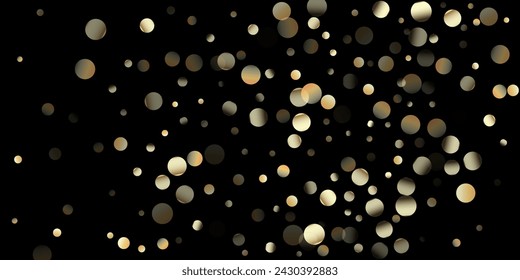 Gold Confetti Shower on Black. Glamour New Year Christmas Celebration Border. Golden Sequins, Falling Down Xmas Stars. Rich Gold, Silver Sequins Winter Confetti. Golden Sequins, Falling Stars