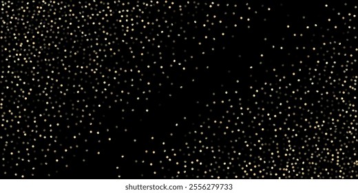 Gold Confetti Shower on Black. Golden Oil Bubbles, Omega 3 Vitamins. Elegant New Year Christmas Celebration Decoration. VIP Gold, Silver Bokeh Winter Confetti. Golden Omega 3 Oil Bubbles