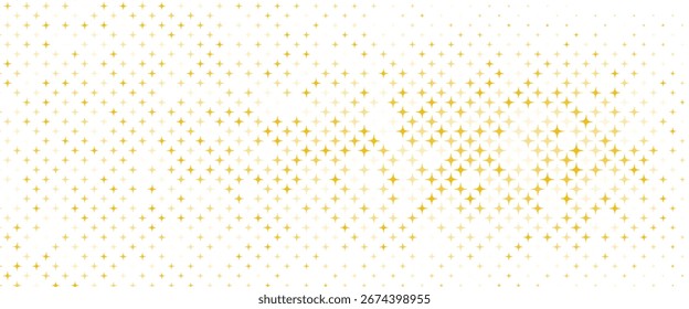Gold confetti star seamless pattern. Yellow spark repeated wallpaper. Golden glitter sparkle repeating background. 