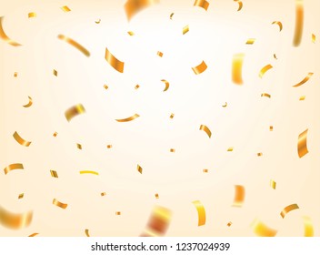 Gold Confetti. Stock vector illustration. New year, event, carnival, festival, celebration, and birthday party element. vector background