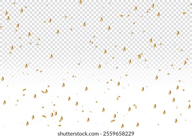 Gold Confetti and Streamers Falling on Transparent Background