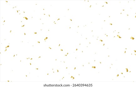 Gold confetti template. Shiny ribbons falling on abstract background. Design template for party celebration and birthday banner background, confetti, serpentine, tinsel, ribbon streamers falling
