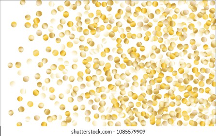 Gold Confetti. Texture with Falling Sparkles on White Background. Dark Luxury Pattern for Christmas and New Year Decoration, Birthday Invitation, Poster or Greeting Card. Vector Gold Confetti.
