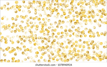 Gold Confetti. Texture with Falling Tinsels on White Background. Dark Luxury Pattern for Christmas and New Year Decoration, Birthday Invitation, Poster or Greeting Card. Vector Gold Confetti.