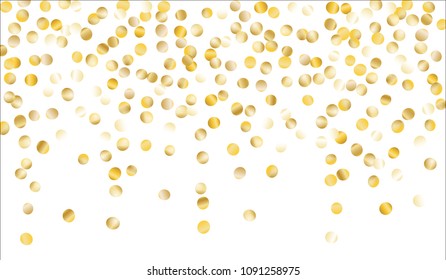 Gold Confetti. Texture with Falling Tinsels on White Background. Dark Luxury Pattern for Christmas and New Year Decoration, Birthday Invitation, Poster or Greeting Card. Vector Gold Confetti.