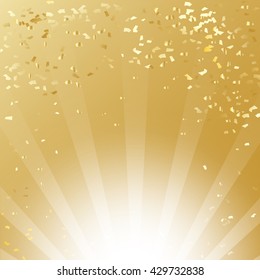 Gold confetti vector background with place for your text