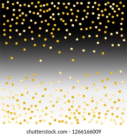 Fondo vectorial dorado, brillantes invitaciones a la fiesta de tinte redondo elemento decorativo. Polvo dorado, marco o borde de brillantez amarillo y marrón. Puntos de espárrago, vector