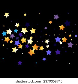 Gold Confetti Vector Black Background. Shiny Stars Effect Postcard. Splash Festive Banner. Star Anniversary Texture.