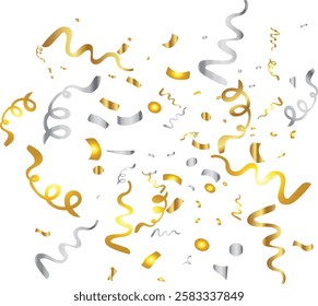 Gold Confetti vector illustration. Good for banner, poster, greeting card, party card, invitation, template, advertising, campaign, and social media.