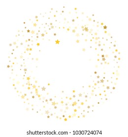 Gold Confetti Vector Pattern. Festive Christmas, New Year, Birthday Celebration Garland. Falling Stars Magic Shiny Glitter, Glamour Sparkles, Lights. Gold Confetti for Music Party, Concert Poster.